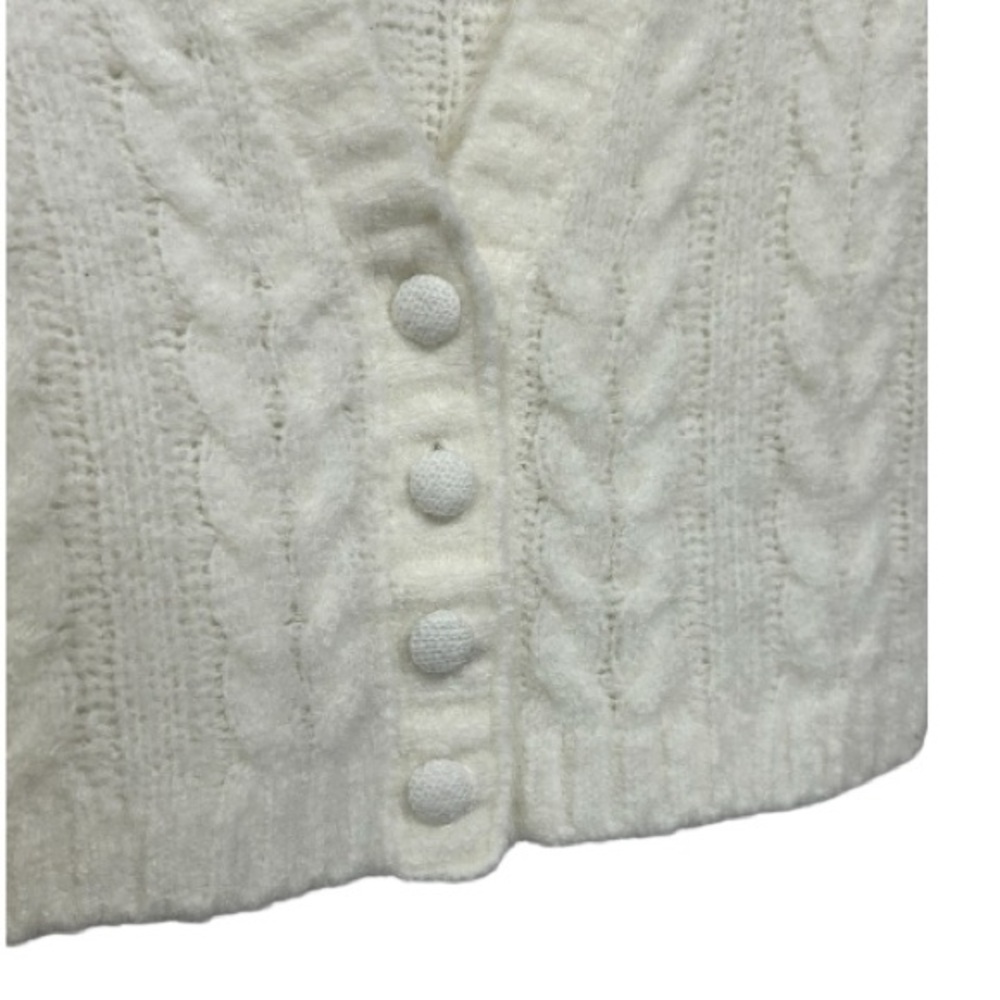 For Love and Lemons Billie Cardigan White Boho Chic Cropped Cable Knit  XS - Picture 3 of 11